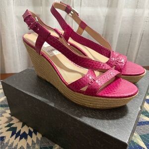 Via Spiga Hot Pink Espadrille Wedge Sandals